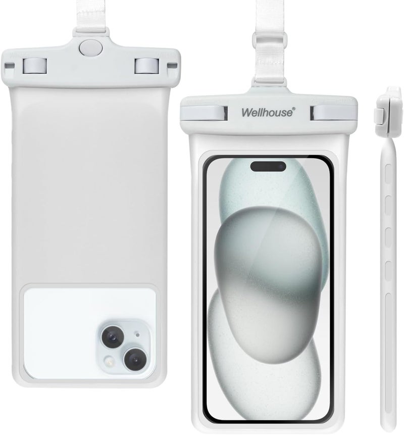 Wellhouse Waterproof Phone Pouch, Waterproof Phone Case for iPhone 16 15 14 13 12 Pro Max XS Samsung, IPX8 3D Cellphone Dry Bag Beach Essentials (1 Pack - White7.0, 7 inch) - Image 1